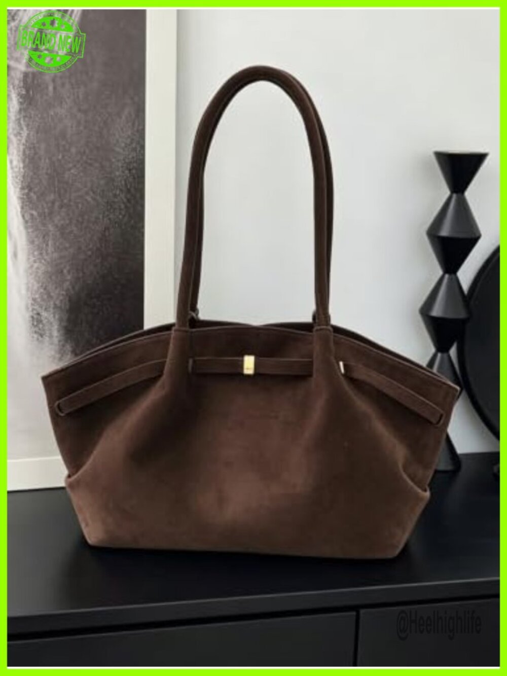 Faux Suede Square Handbag Zip-Up Shoulder Tote Adjustable Strap